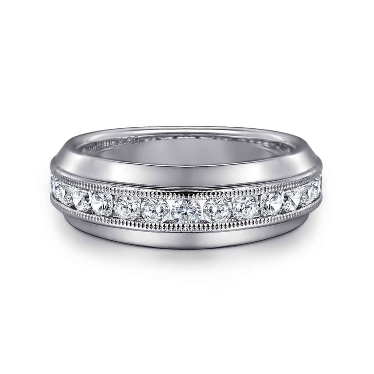 Straight Wedding Ring in 14k White Gold with  Natural Diamond at Gabriel & Co. - Shot 1