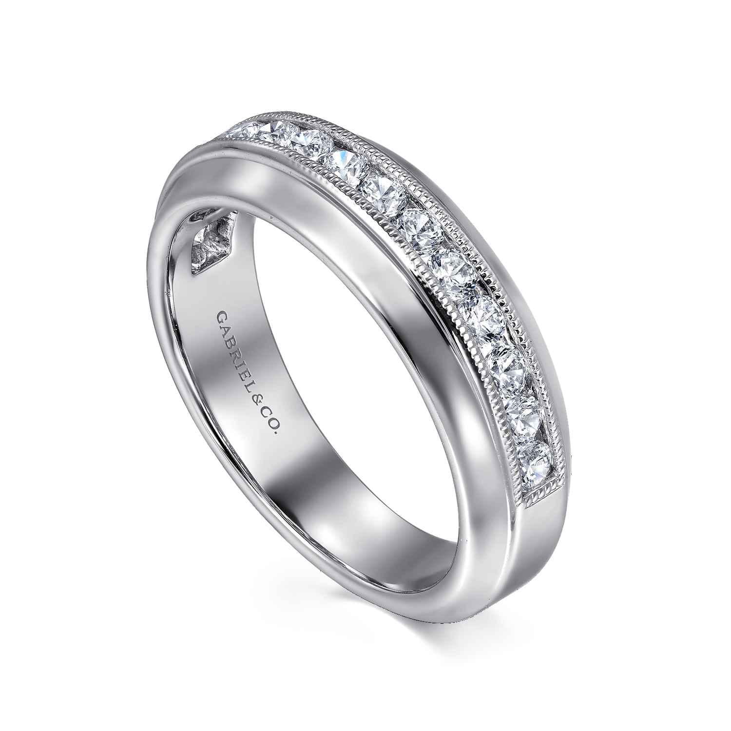 Straight Wedding Ring in 14k White Gold with  Natural Diamond at Gabriel & Co. - Shot 3