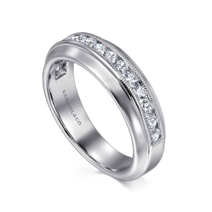 14K White Gold Channel Set Diamond Anniversary Band