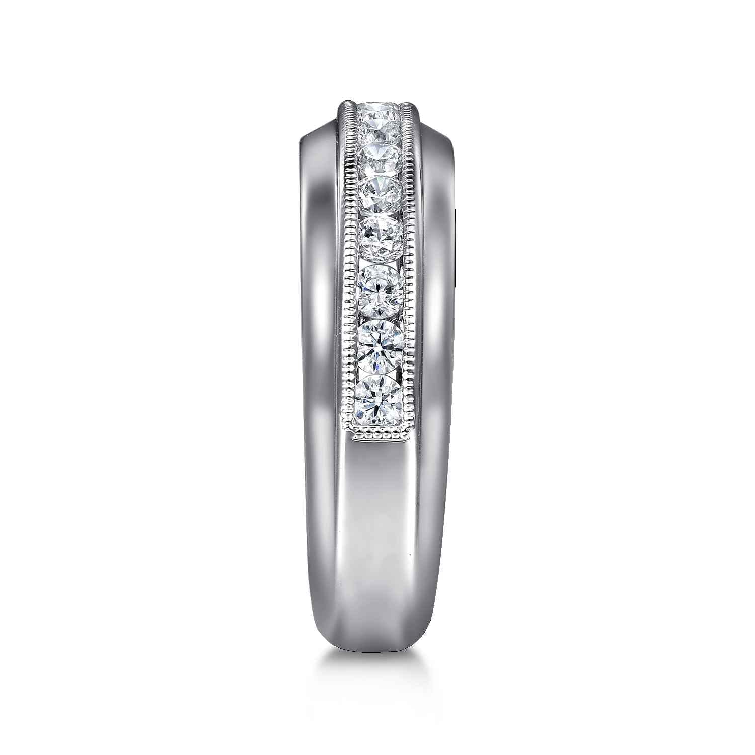 Straight Wedding Ring in 14k White Gold with  Natural Diamond at Gabriel & Co. - Shot 4