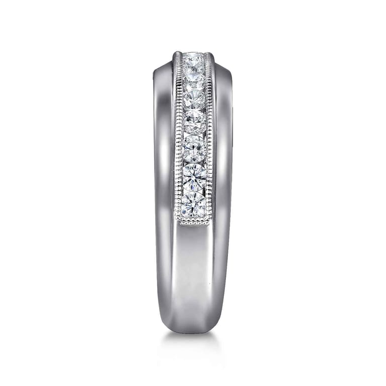 Straight Wedding Ring in 14k White Gold with  Natural Diamond at Gabriel & Co. - Shot 4