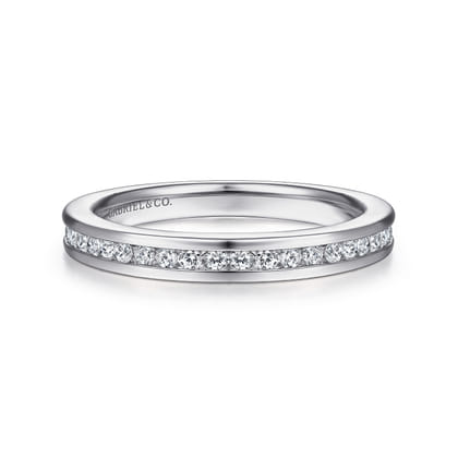 14K White Gold Channel Set Diamond Stackable Ring