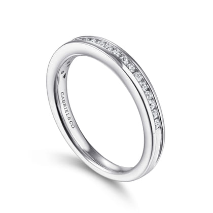 14K White Gold Channel Set Diamond Stackable Ring