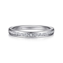 14K White Gold Channel Set Diamond Stackable Ring