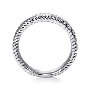 14K White Gold Channel Set Rope Frame Diamond Anniversary Band