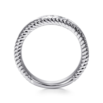 14K White Gold Channel Set Rope Frame Diamond Anniversary Band