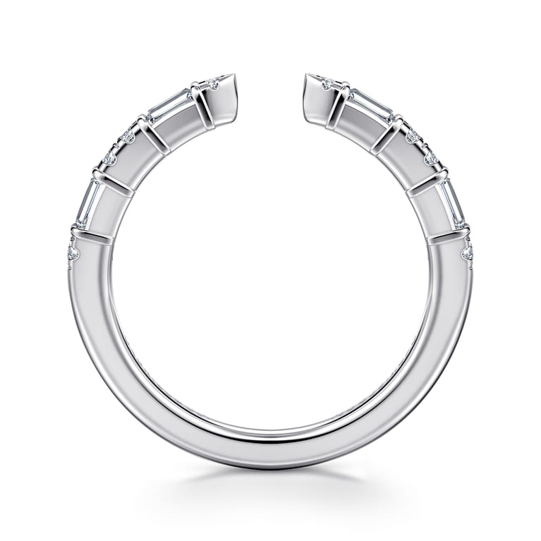 Open Ring Wedding Ring in 14k White Gold with Baguette Natural Diamond at Gabriel & Co. - Shot 2