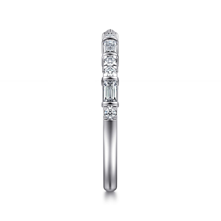 Open Ring Wedding Ring in 14k White Gold with Baguette Natural Diamond at Gabriel & Co. - Shot 4