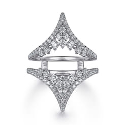 14K White Gold Chevron Diamond Ring Enhancer