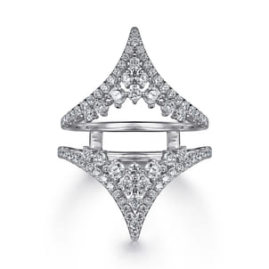 14K White Gold Chevron Diamond Ring Enhancer