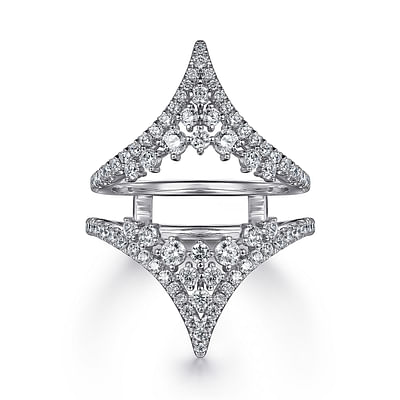 14K White Gold Chevron Diamond Ring Enhancer