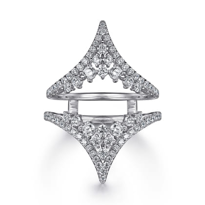 14K White Gold Chevron Diamond Ring Enhancer