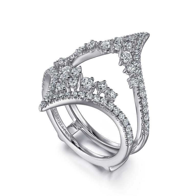 Enhancer Wedding Ring in 14k White Gold with Round Natural Diamond at Gabriel & Co. - Shot 3