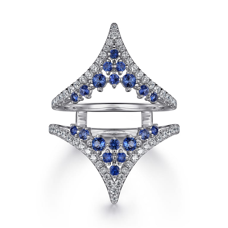 Enhancer Wedding Ring in 14k White Gold with Round Sapphire at Gabriel & Co. - Shot 1