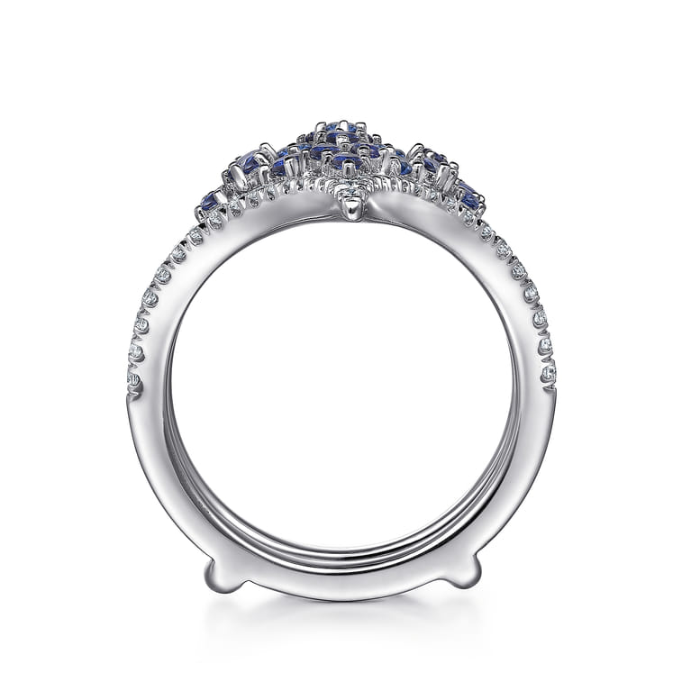 Enhancer Wedding Ring in 14k White Gold with Round Sapphire at Gabriel & Co. - Shot 2