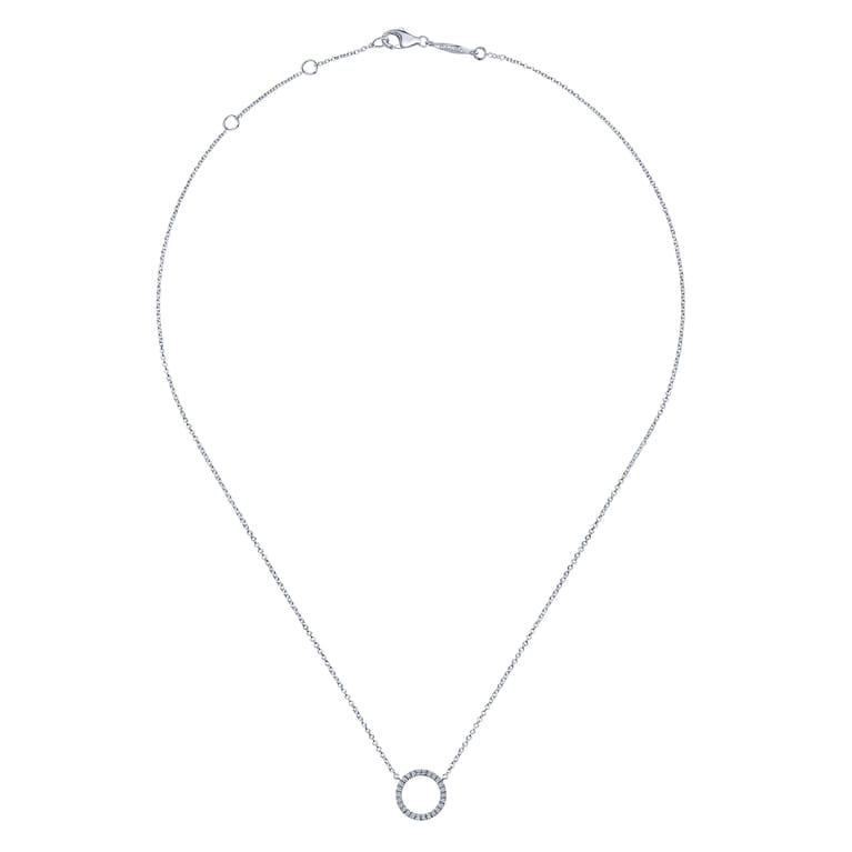 14K White Gold Circle Diamond Pendant Necklace - 0.13 ct - Shot 2