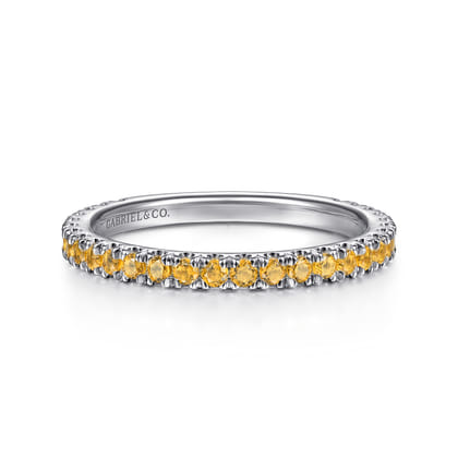 14K White Gold Citrine Stackable Ring