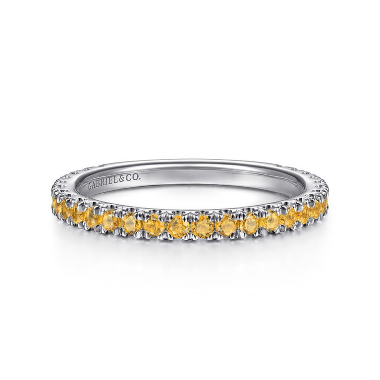 14K White Gold Citrine Stackable Ring - Shot 1