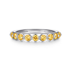 14K White Gold Citrine Stackable Ring