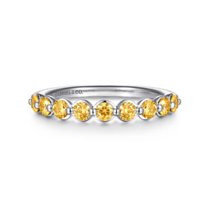 14K White Gold Citrine Stackable Ring