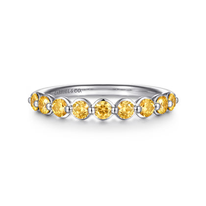 14K White Gold Citrine Stackable Ring