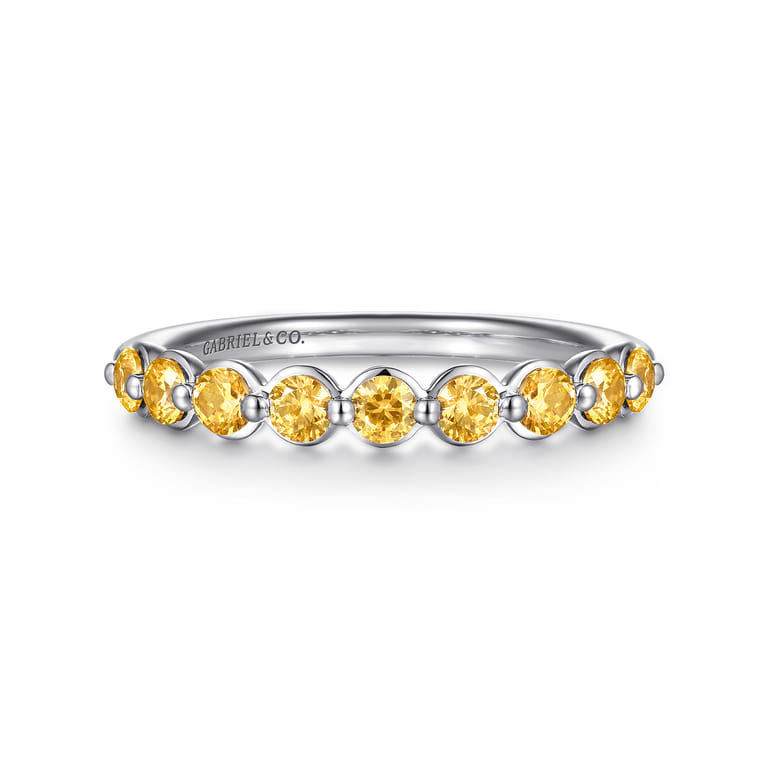 14K White Gold Citrine Stackable Ring - Shot 1