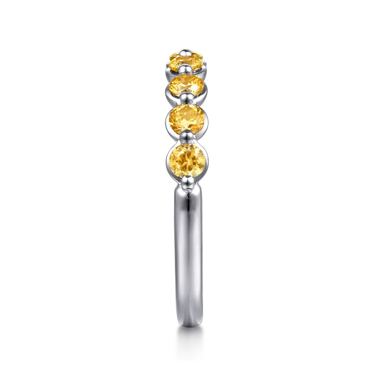 14K White Gold Citrine Stackable Ring
