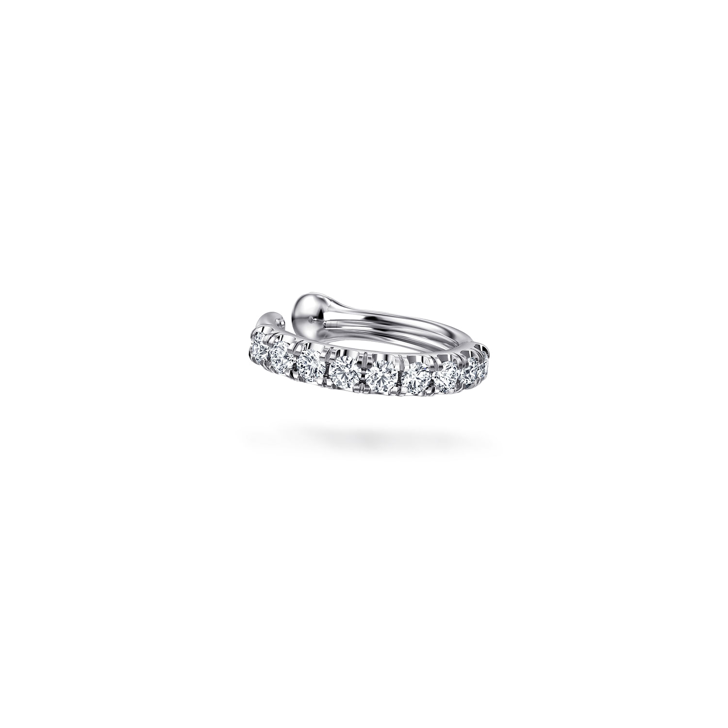 14K White Gold Classic Diamond Earcuff Earrings- No Hinge