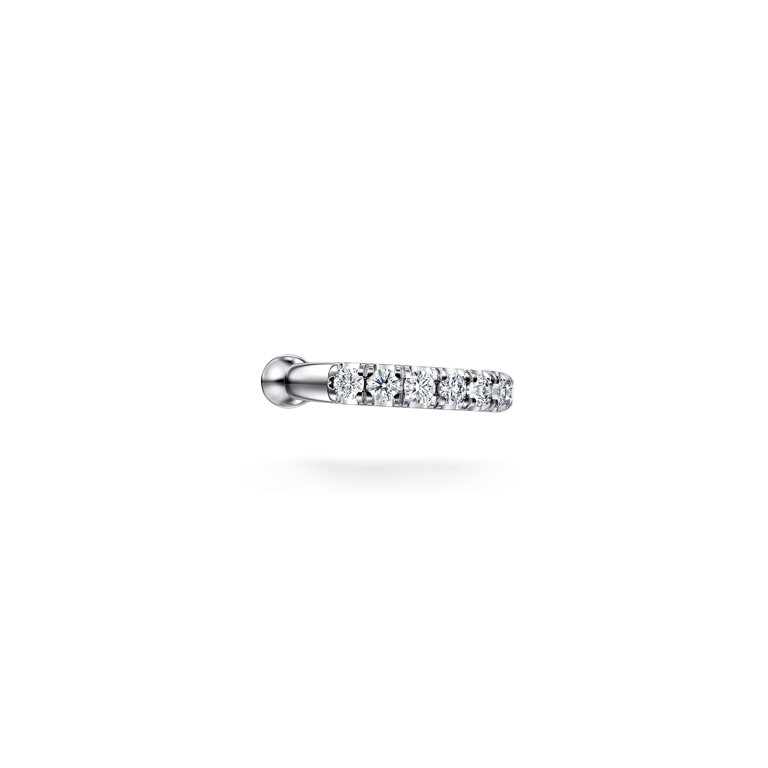 14K White Gold Classic Diamond Earcuff Earrings- No Hinge