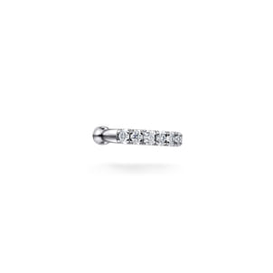 14K White Gold Classic Diamond Earcuff Earrings- No Hinge