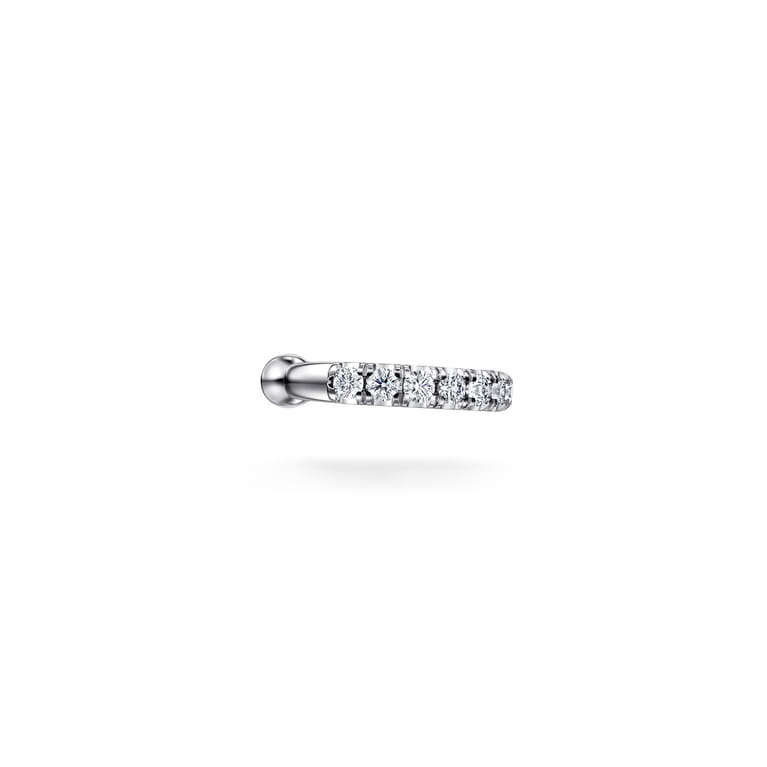 14K White Gold Classic Diamond Earcuff Earrings- No Hinge - 0.2 ct - Shot 2