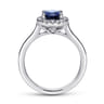 14K White Gold Classic Oval Sapphire and Diamond Halo Ring - 0.21 ct