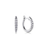 14K White Gold Classic Round 15mm Diamond Huggie Earrings - 0.22 ct