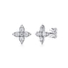 14K White Gold Clover Diamond Stud Earrings - 0.6 ct