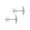 14K White Gold Clover Diamond Stud Earrings - 0.6 ct
