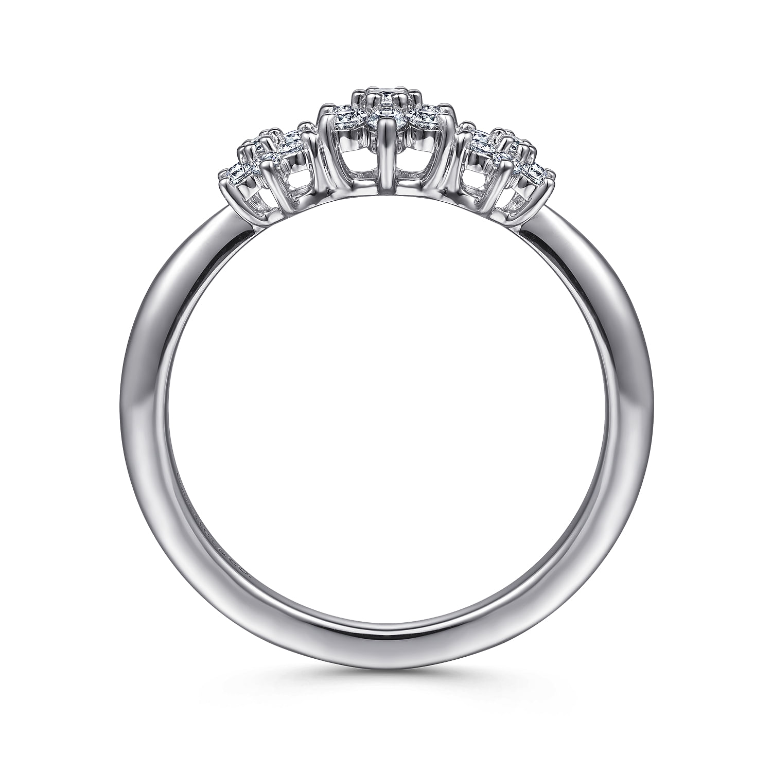 14K White Gold Cluster Diamond Floral Ring