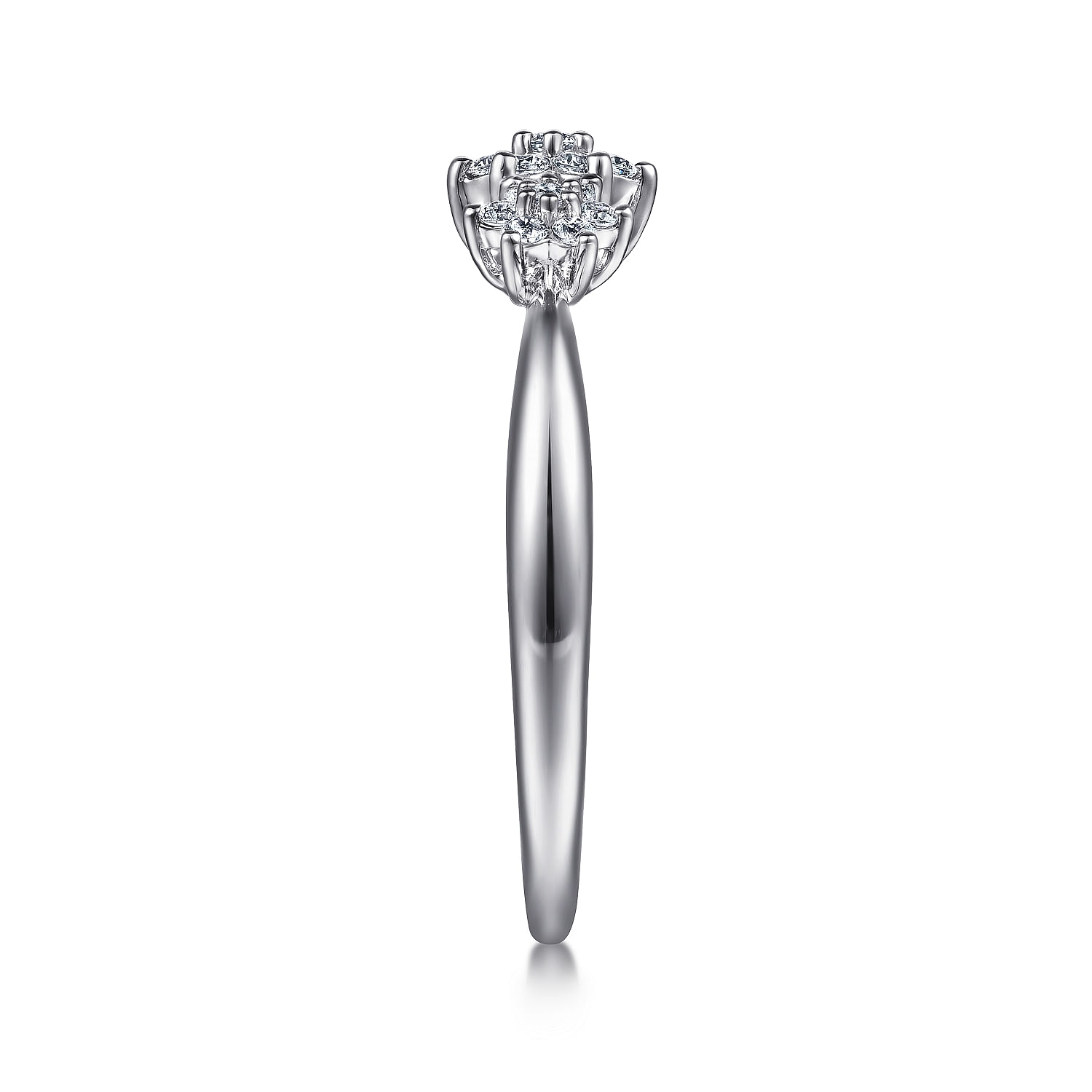 14K White Gold Cluster Diamond Floral Ring