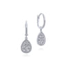 14K White Gold Cluster Diamond Teardrop Earrings - 1 ct