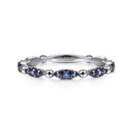 14K White Gold Cluster Sapphire and Bujukan Ball Stackable Ring