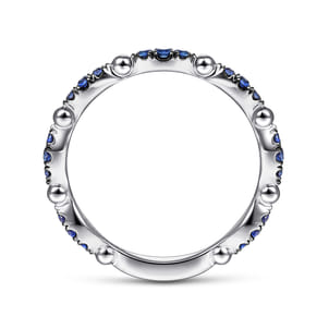 14K White Gold Cluster Sapphire and Bujukan Ball Stackable Ring