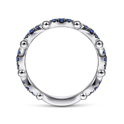 14K White Gold Cluster Sapphire and Bujukan Ball Stackable Ring