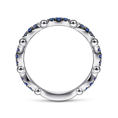 14K White Gold Cluster Sapphire and Bujukan Ball Stackable Ring - Shot 2