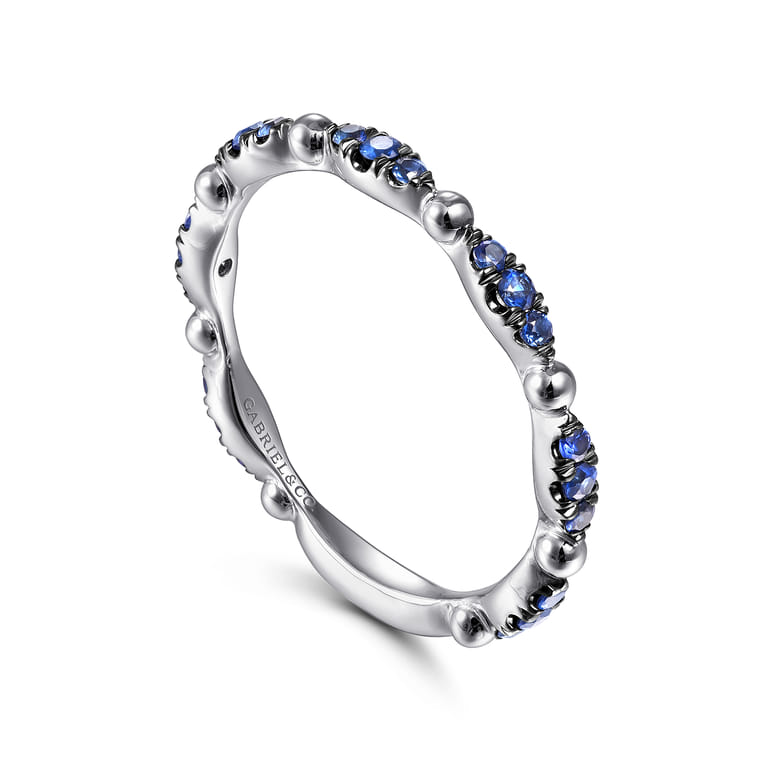 14K White Gold Cluster Sapphire and Bujukan Ball Stackable Ring - Shot 3