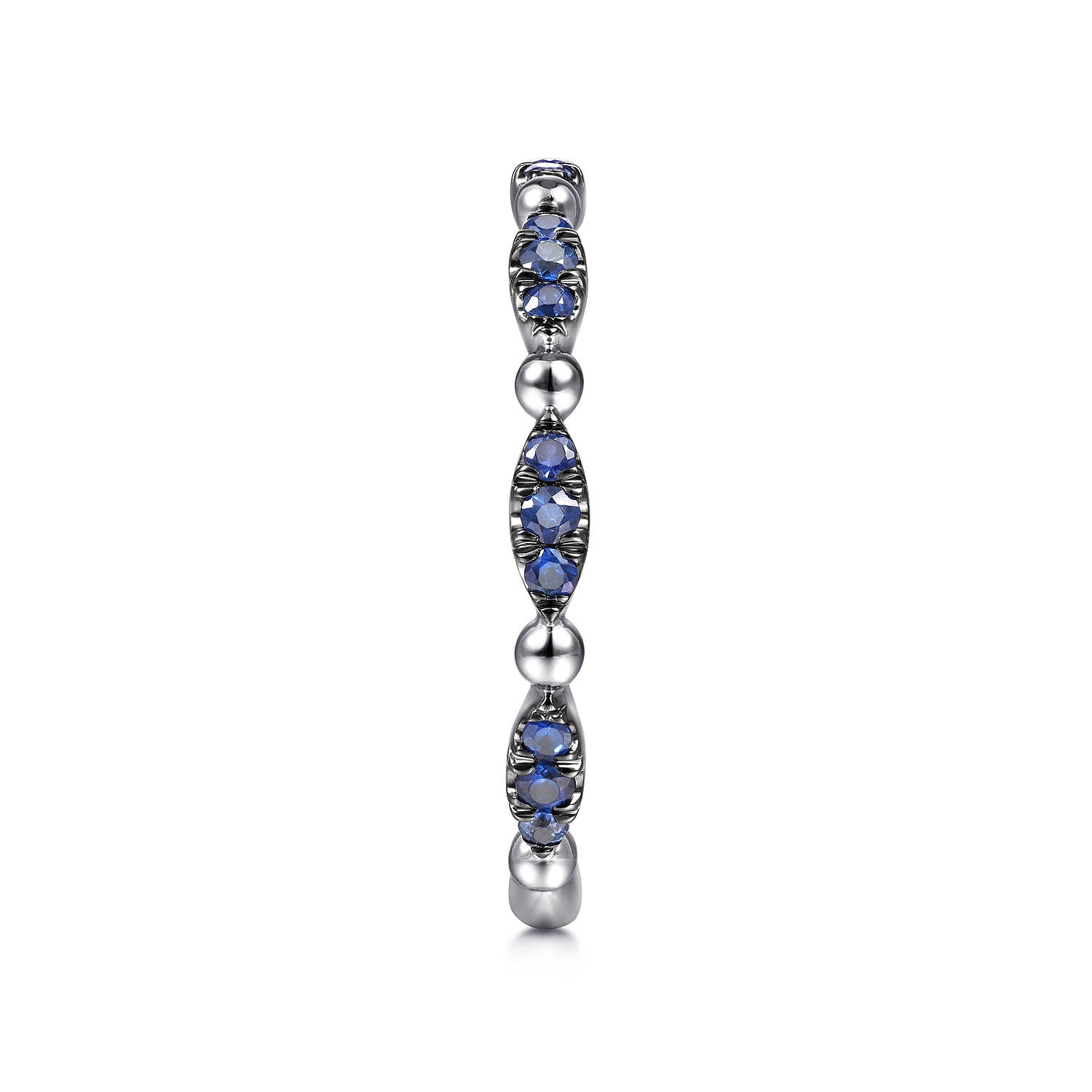 14K White Gold Cluster Sapphire and Bujukan Ball Stackable Ring