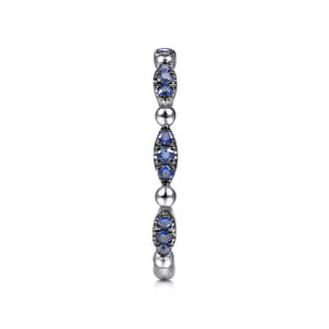 14K White Gold Cluster Sapphire and Bujukan Ball Stackable Ring