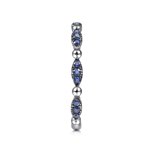 14K White Gold Cluster Sapphire and Bujukan Ball Stackable Ring - Shot 4