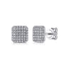 14K White Gold Cluster Square Diamond Stud Earrings - 0.5 ct
