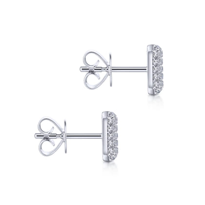 14K White Gold Cluster Square Diamond Stud Earrings
