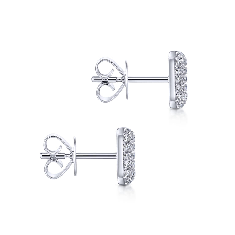 14K White Gold Cluster Square Diamond Stud Earrings - 0.5 ct - Shot 3