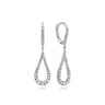 14K White Gold Contoured Pear Shaped Diamond Drop Earrings - 0.5 ct